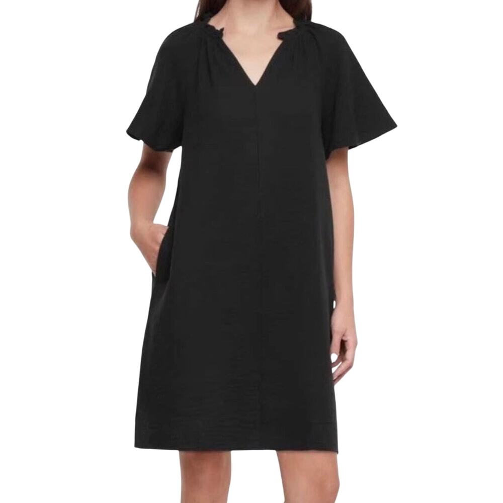 Gap Gauze Pop-Over Black Cotton Dress with Pockets Swim Coverup Women’s M NWT